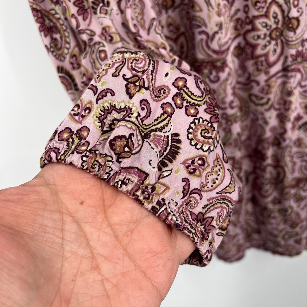 J. Jill Pure rayon popover blouse purple floral top boho classic paisley L - Picture 4 of 10